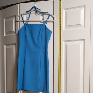 Elegant Blue Spaghetti Strap Dress